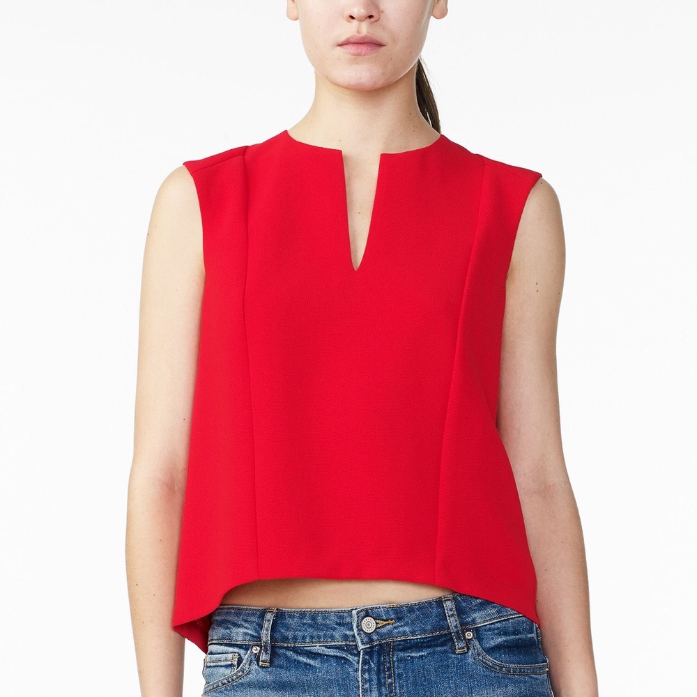 Armani Exchange Small Red Top V-Detail  Shell NWT